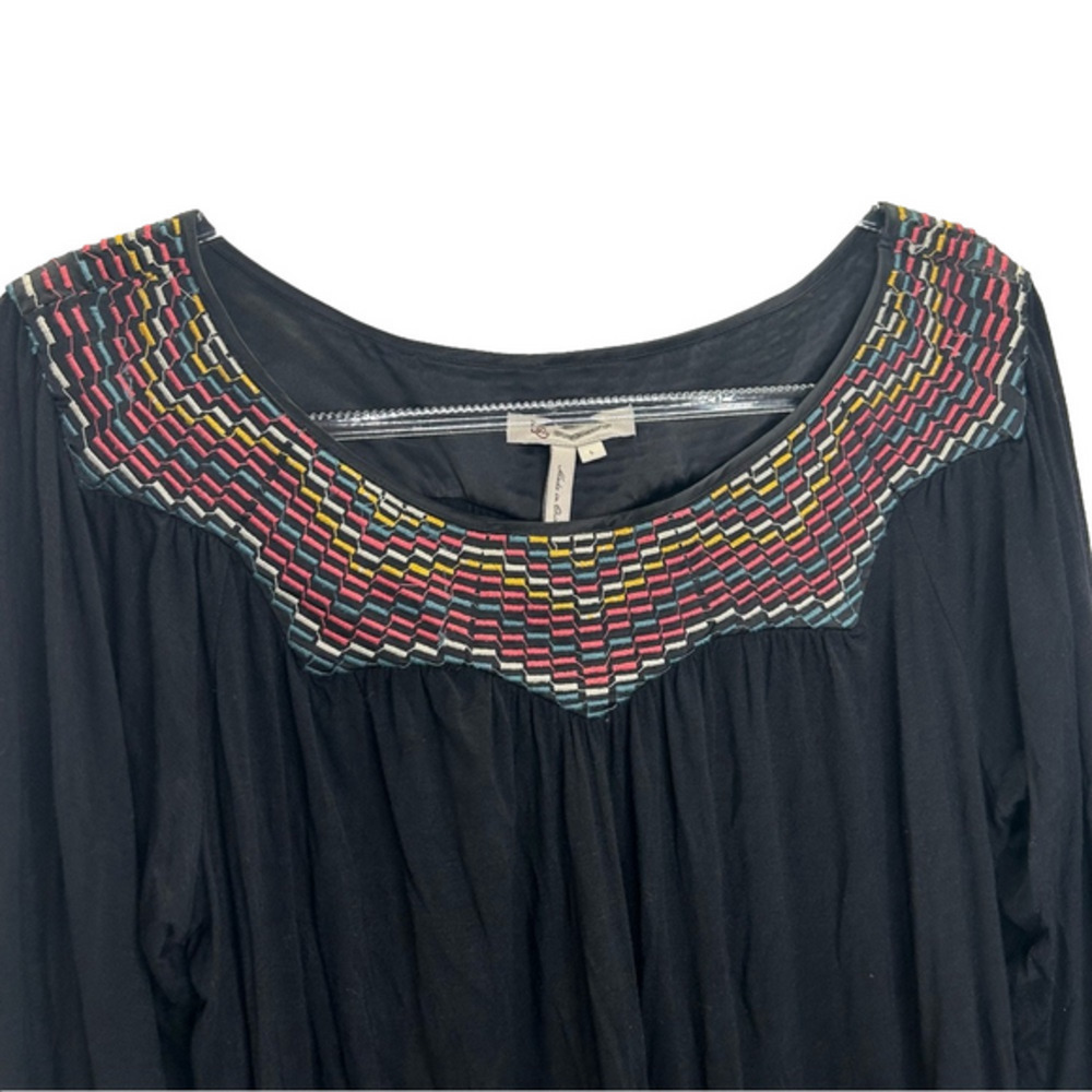 BCBGeneration Multicolored Embellished Rounded Long Sleeve Blouse